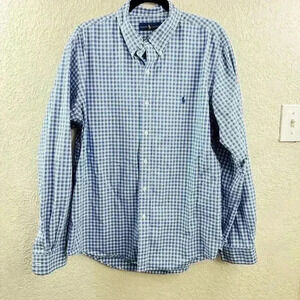 Ralph Lauren Blue Gingham Check Long Sleeve Button Down Shirt Men’s XL